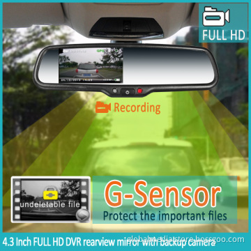 Car dvr rearview mirror monitor DVR HD loop recording with back up camera display and auto dimming